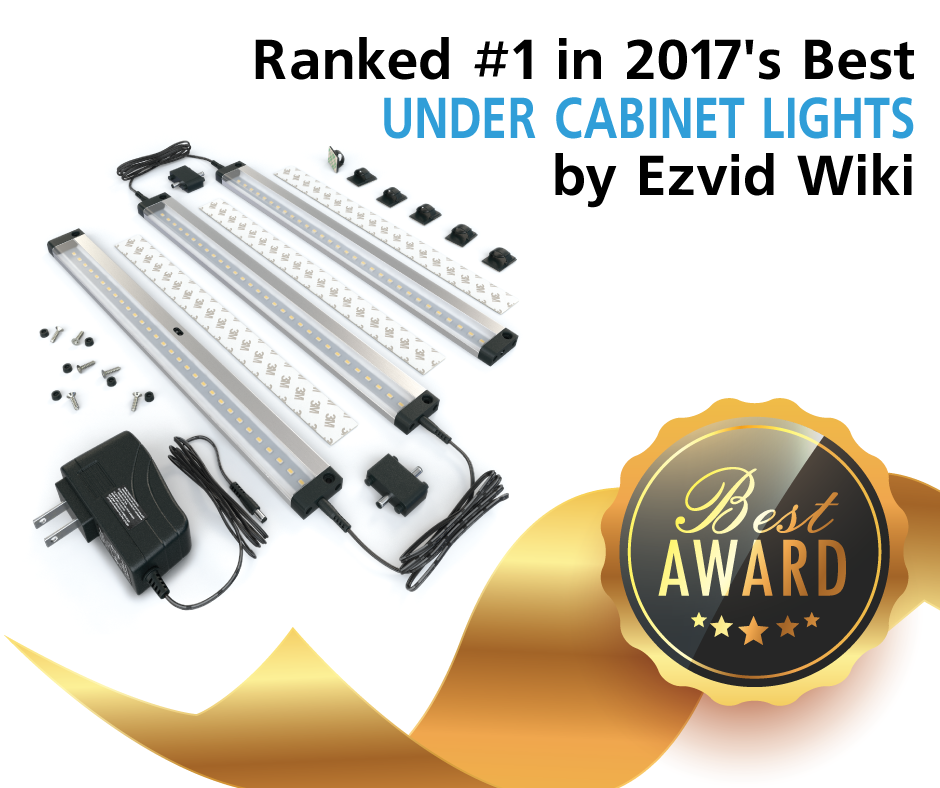 EShine 3 Panel LED Lighting Kit with Hand Wave Activation has been Ranked #1 by Ezvid Wiki in 2017's Best Under Cabinet Lights