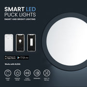 6 pack Black Smart Dimmable LED Puck Lights Works with Alexa, Google