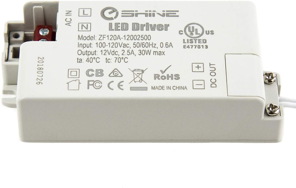 12V DC 30 Watt 2.5A Power Transformer for LED lighting - Hardwire Kit – EShine