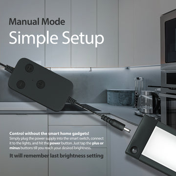 1 pack 20 inch Black Smart Dimmable LED Under Cabinet Lighting Kit Works with Alexa, Google
