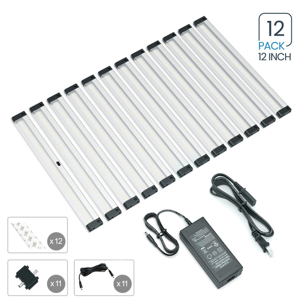 12 Panels 12 inch LED Dimmable Under Cabinet Lighting – EShine