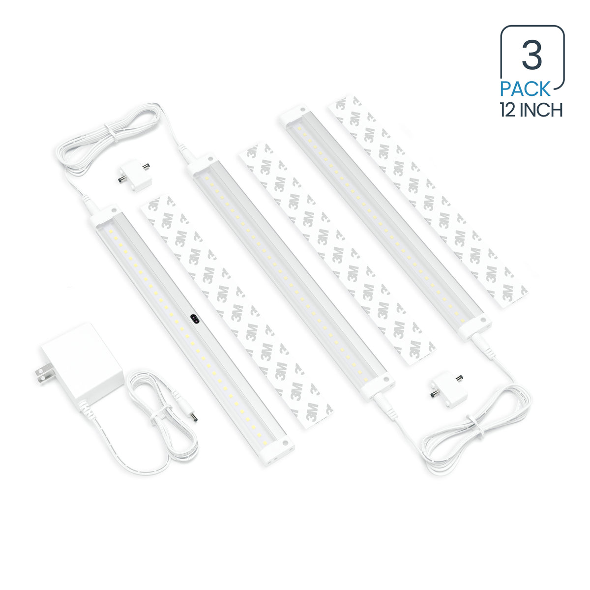 White Finish 3 12 inch Panels LED Dimmable Under Lighting EShine